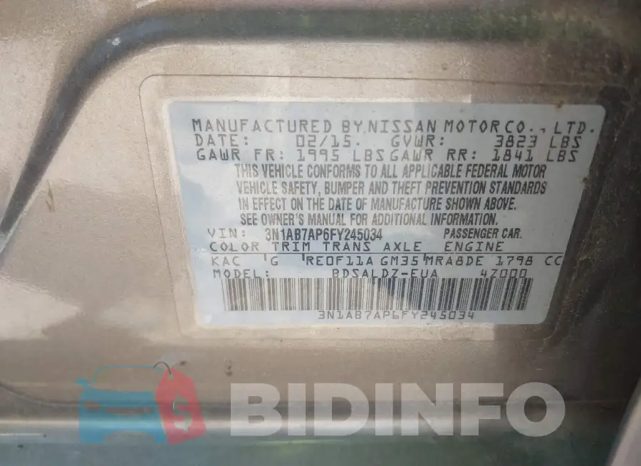3N1AB7AP6FY245034 Photo# 9