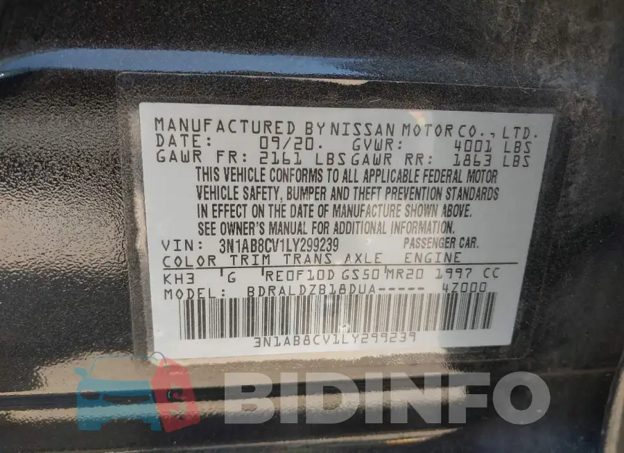 3N1AB8CV1LY299239 Photo# 9