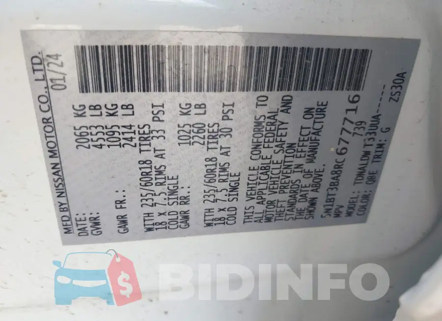 5N1BT3BA8RC677716 Photo# 9