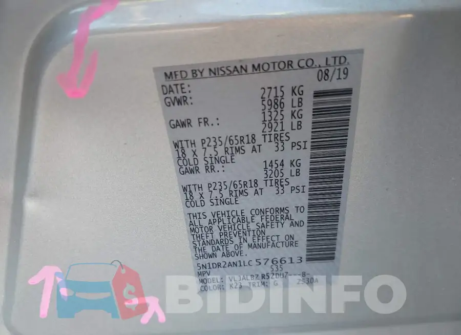 5N1DR2AN1LC576613 Photo# 9