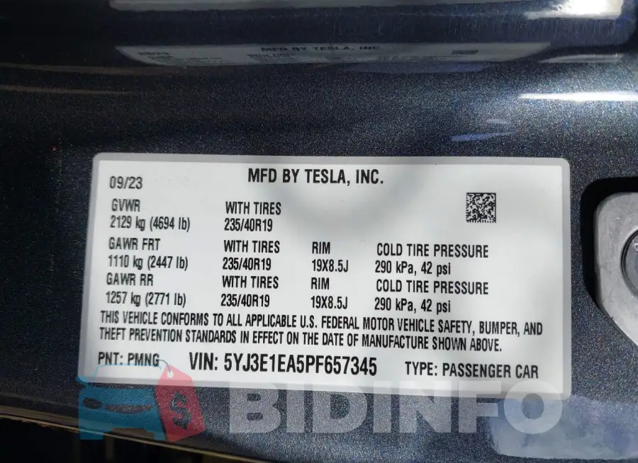 5YJ3E1EA5PF657345 Photo# 9