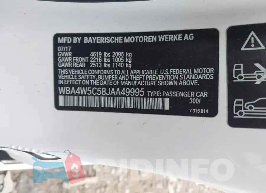 WBA4W5C58JAA49995 Photo# 9