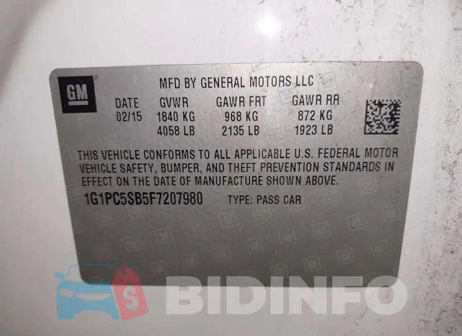 1G1PC5SB5F7207980 Photo# 9