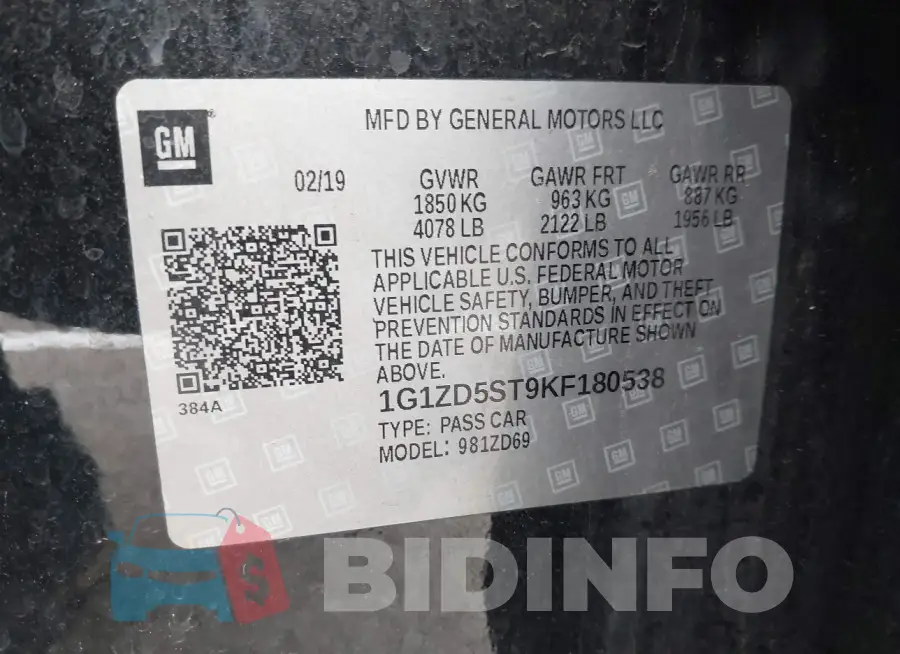 1G1ZD5ST9KF180538 Photo# 9