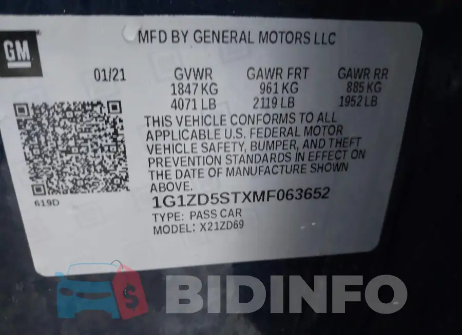 1G1ZD5STXMF063652 Photo# 9
