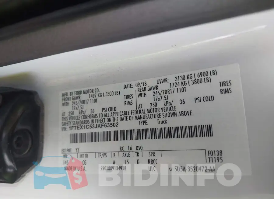 1FTEX1C53JKF63502 Photo# 9