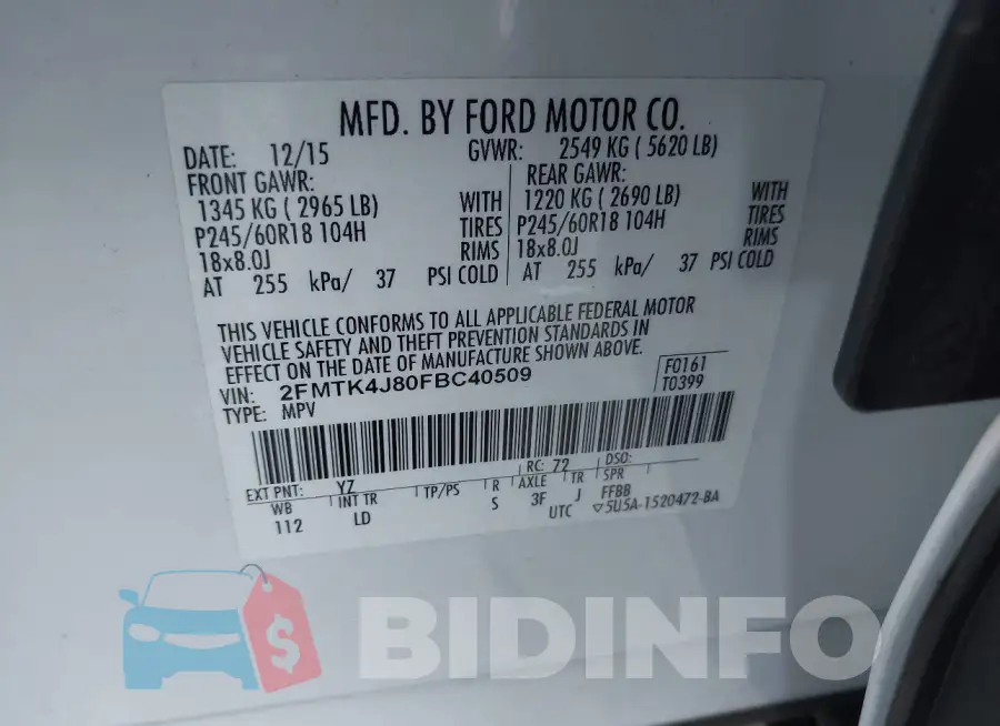 2FMTK4J80FBC40509 Photo# 9