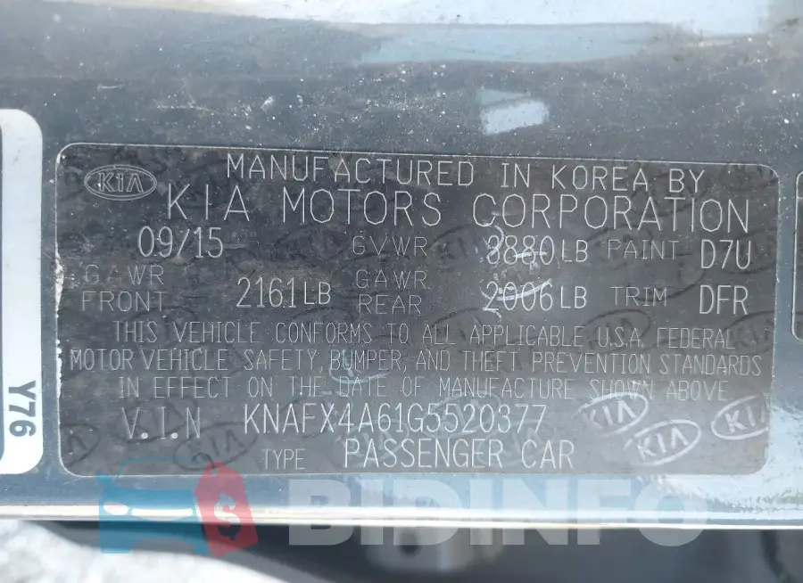 KNAFX4A61G5520377 Photo# 9