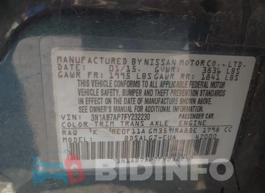3N1AB7AP7FY232230 Photo# 9