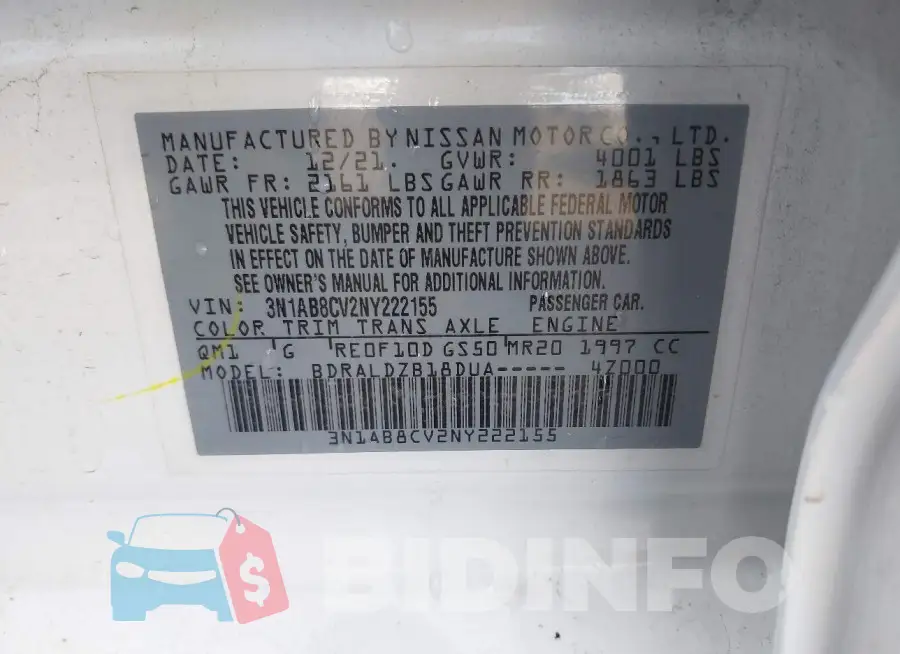 3N1AB8CV2NY222155 Photo# 9