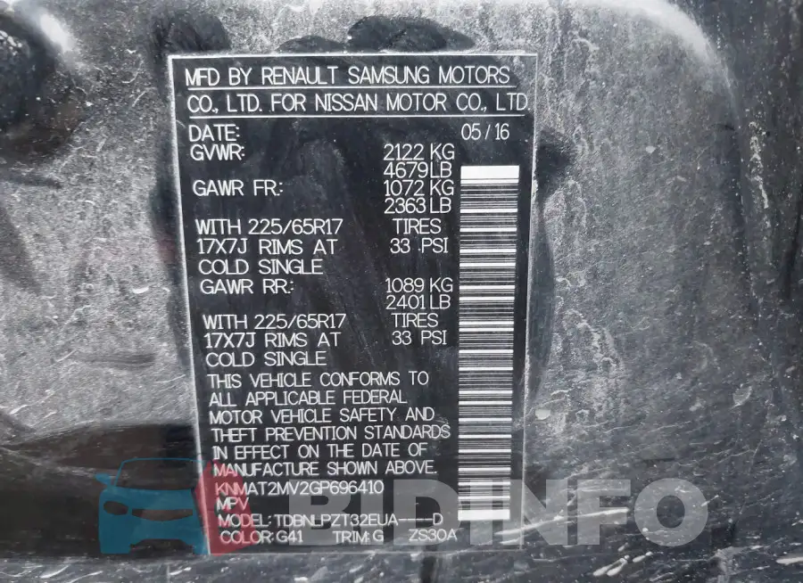 KNMAT2MV2GP696410 Photo# 9