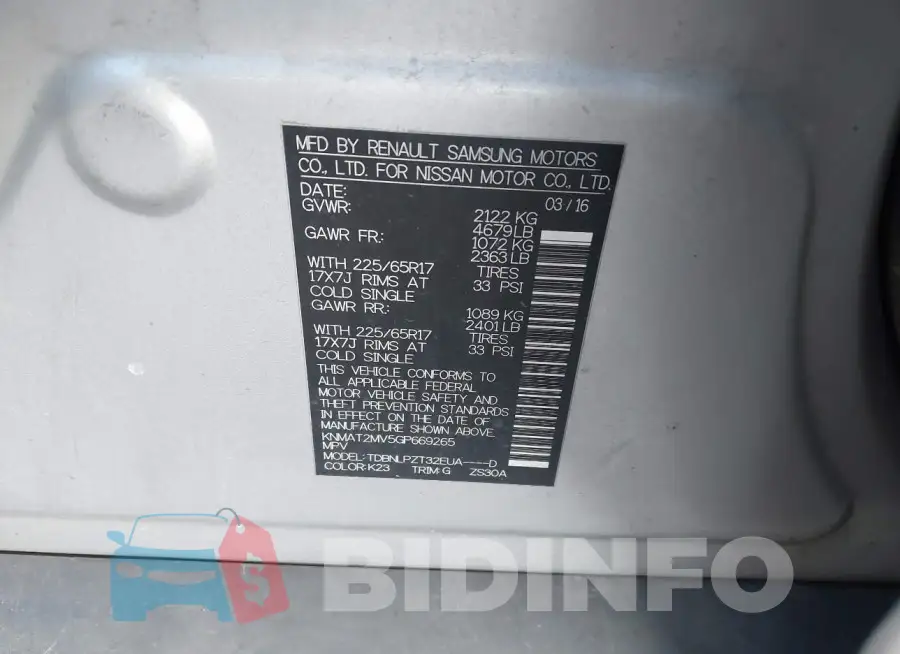 KNMAT2MV5GP669265 Photo# 9