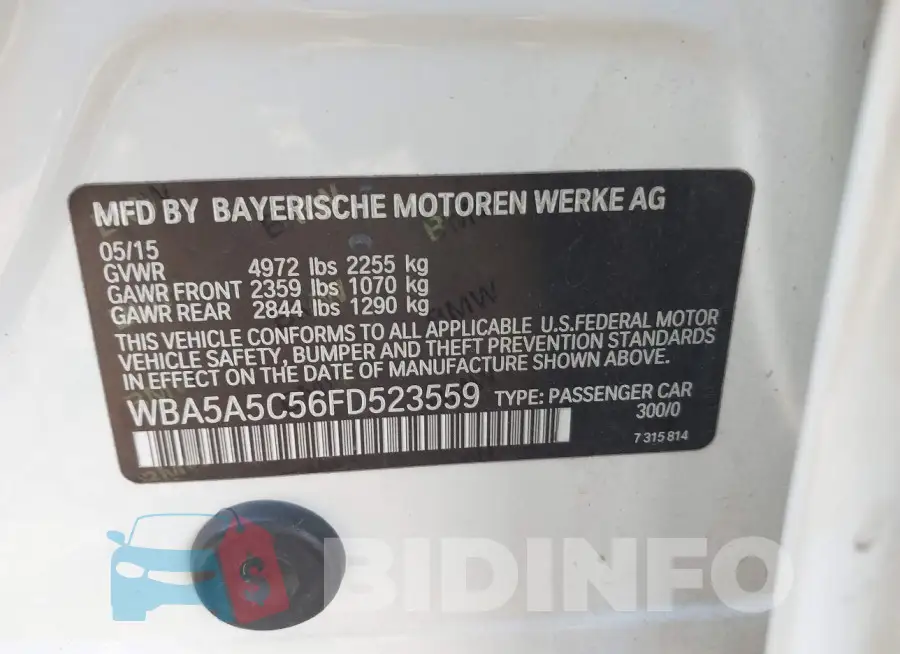 WBA5A5C56FD523559 Photo# 9