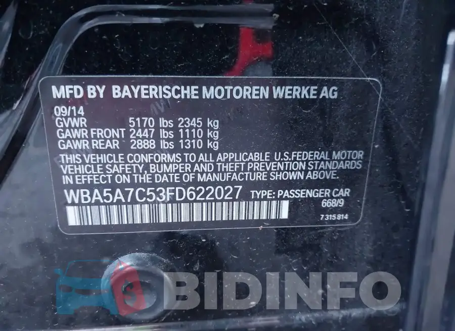 WBA5A7C53FD622027 Photo# 9