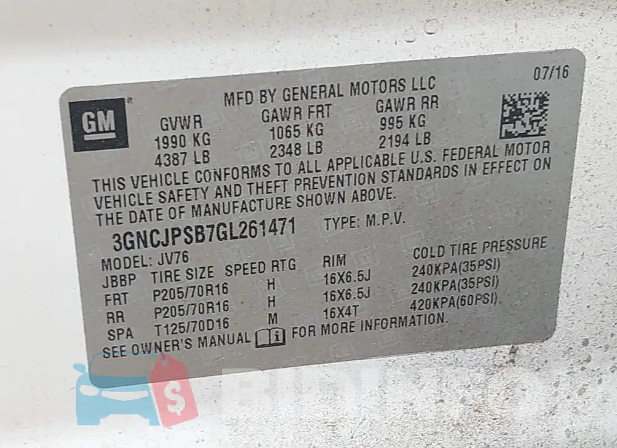 3GNCJPSB7GL261471 Photo# 9