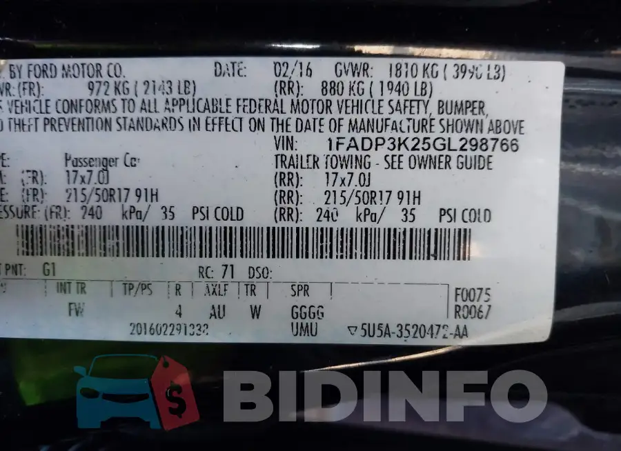 1FADP3K25GL298766 Photo# 9