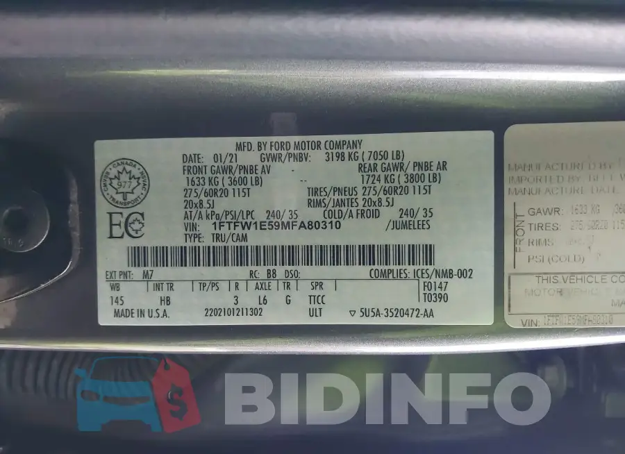 1FTFW1E59MFA80310 Photo# 9