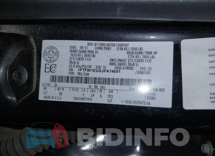 1FTFW1EGXJFA74691 Photo# 9