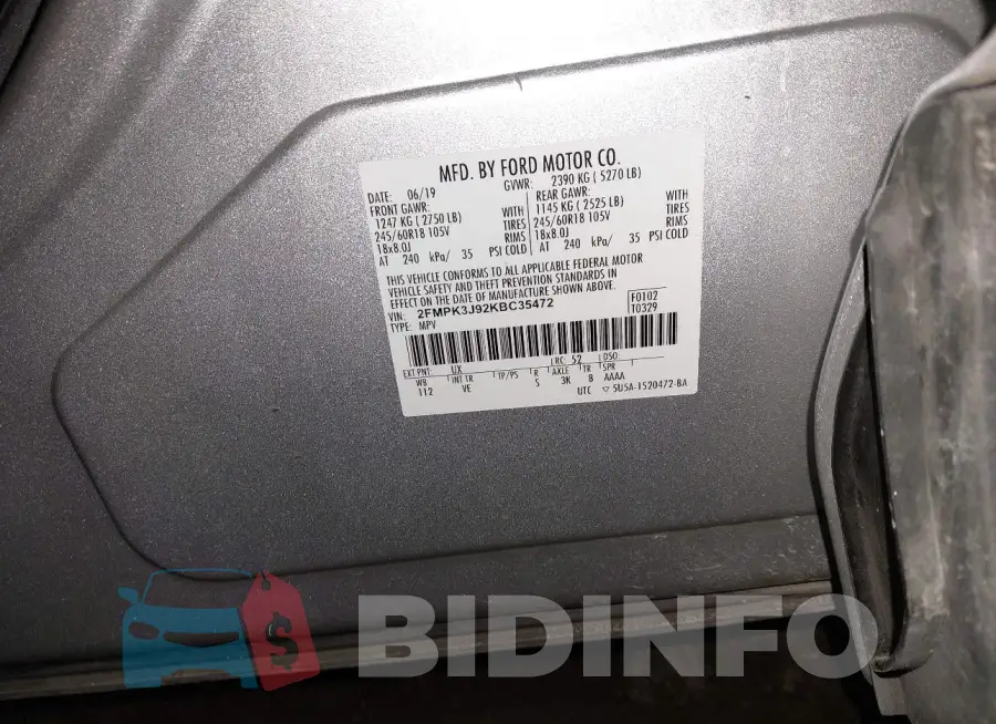 2FMPK3J92KBC35472 Photo# 9