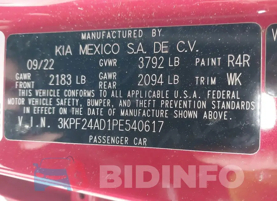 3KPF24AD1PE540617 Photo# 9