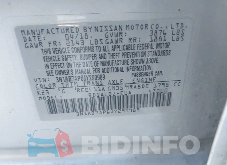 3N1AB7AP6JY299989 Photo# 9