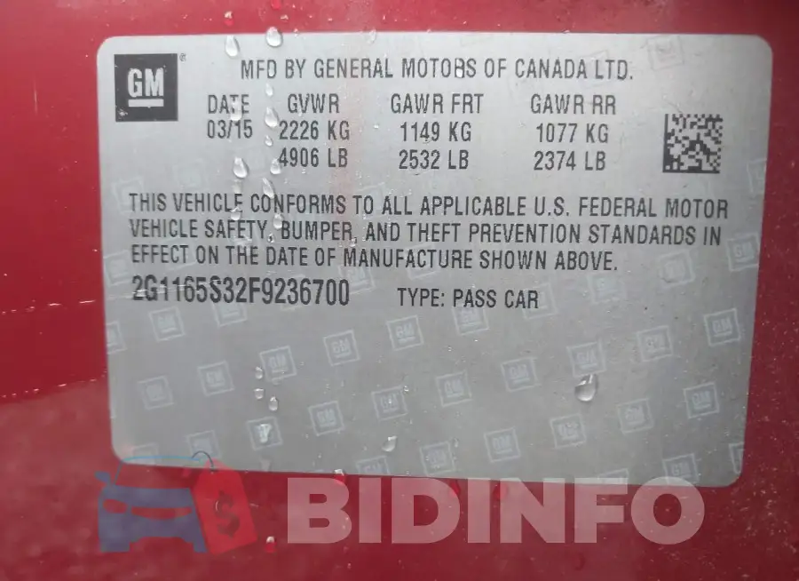 2G1165S32F9236700 Photo# 9