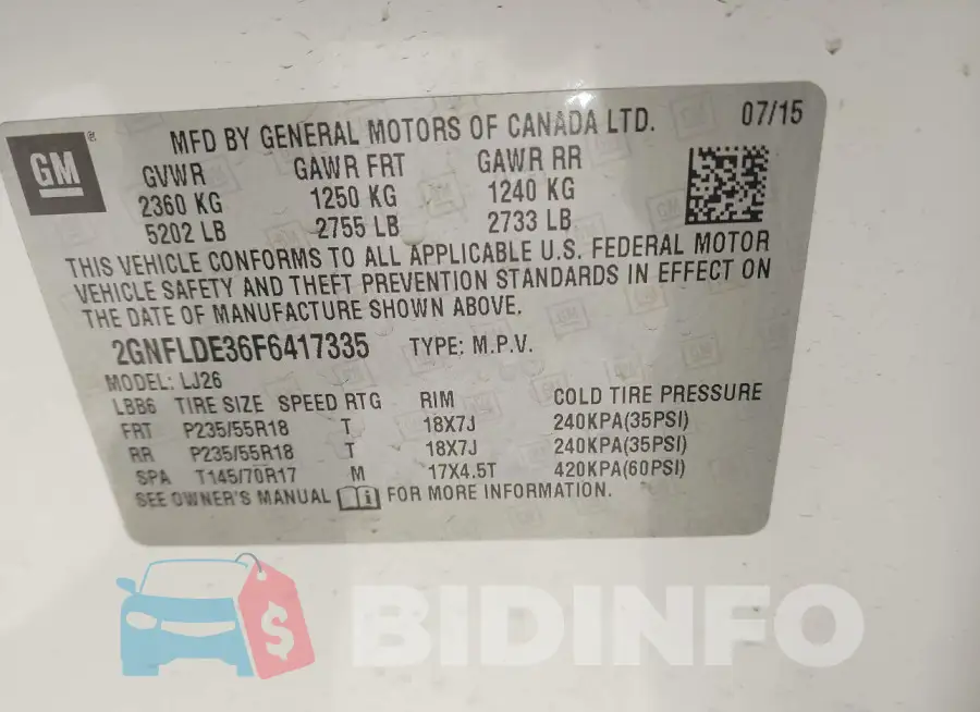 2GNFLDE36F6417335 Photo# 9