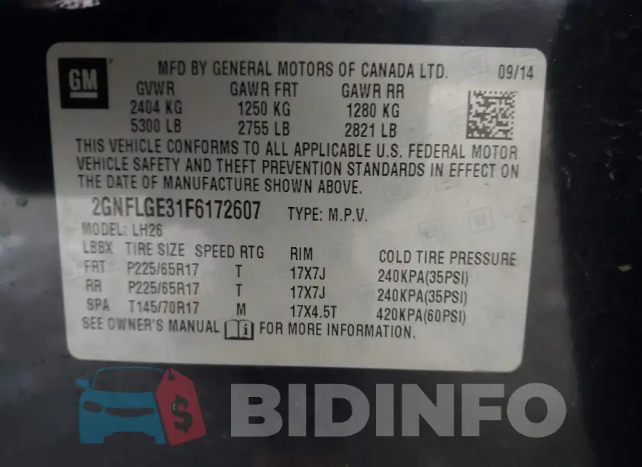 2GNFLGE31F6172607 Photo# 9