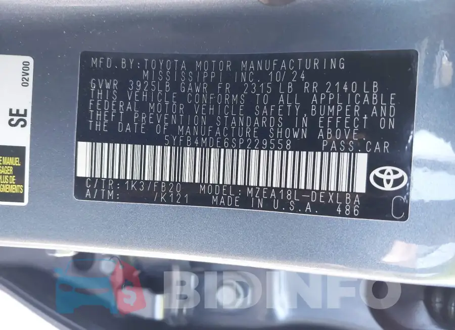 5YFB4MDE6SP229558 Photo# 9
