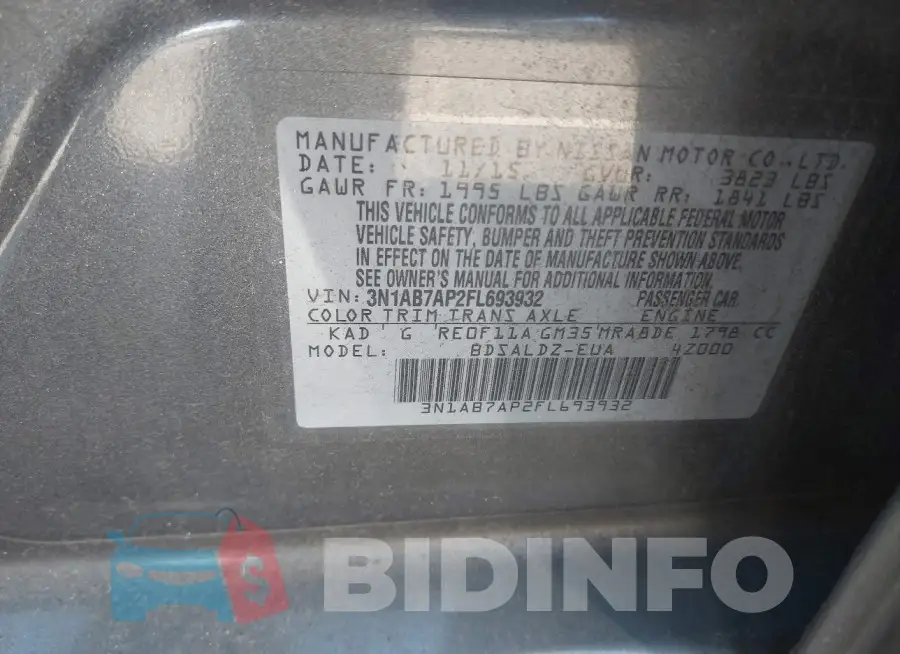 3N1AB7AP2FL693932 Photo# 9