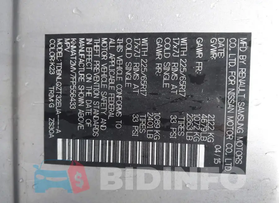 KNMAT2MV7FP556433 Photo# 9