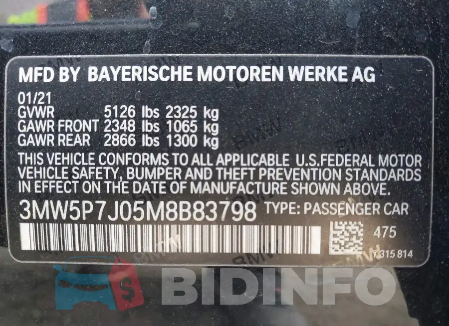 3MW5P7J05M8B83798 Photo# 9