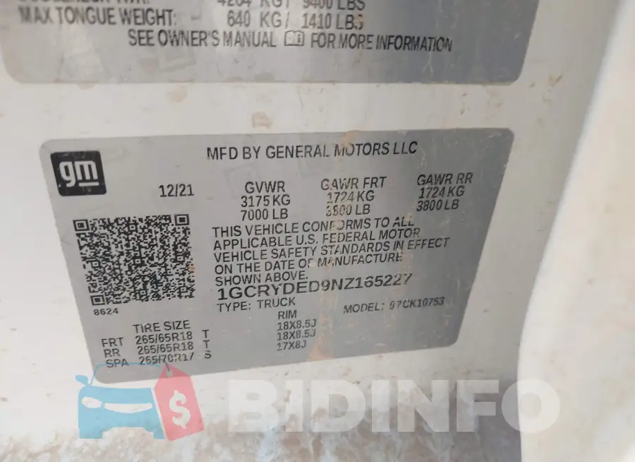 1GCRYDED9NZ165227 Photo# 9