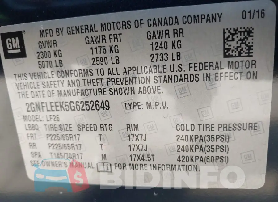 2GNFLEEK5G6252649 Photo# 9