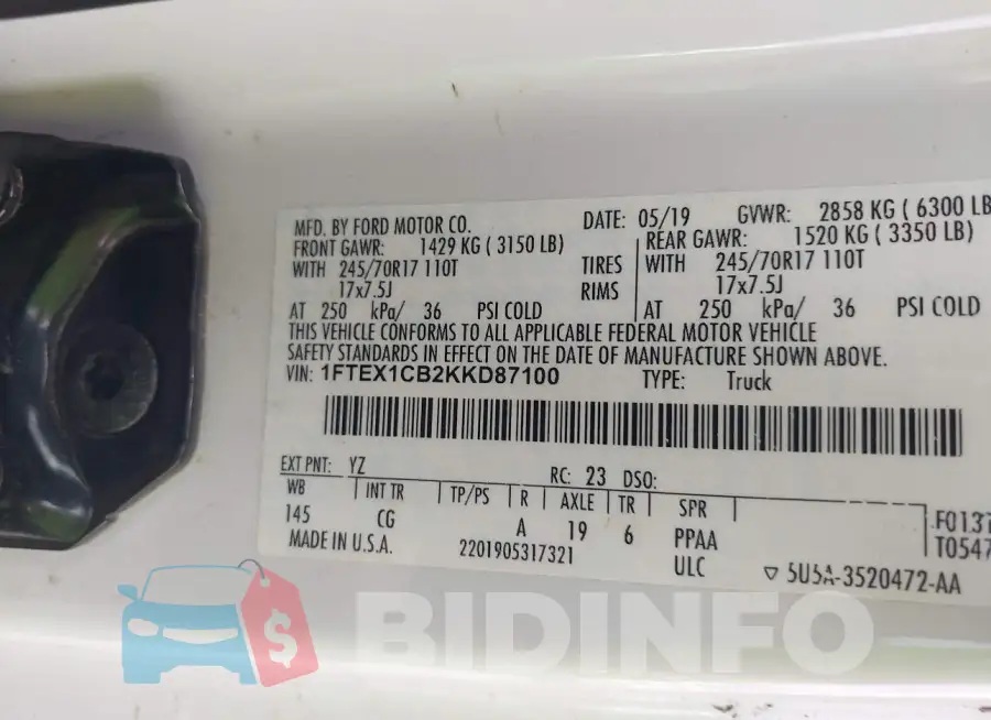 1FTEX1CB2KKD87100 Photo# 9