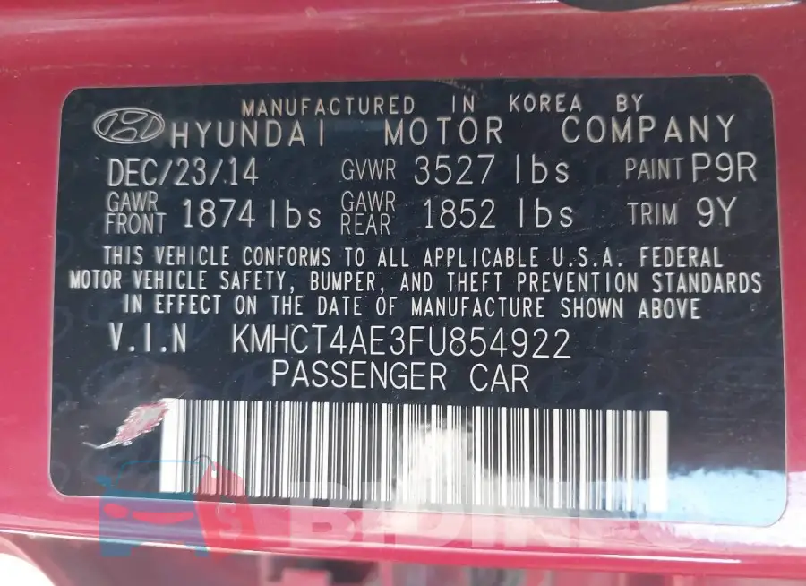 KMHCT4AE3FU854922 Photo# 9