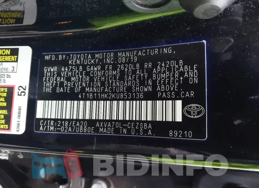 4T1B11HK2KU853136 Photo# 9
