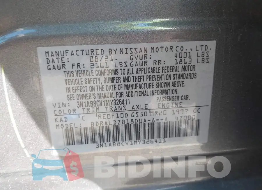 3N1AB8CV1MY326411 Photo# 9