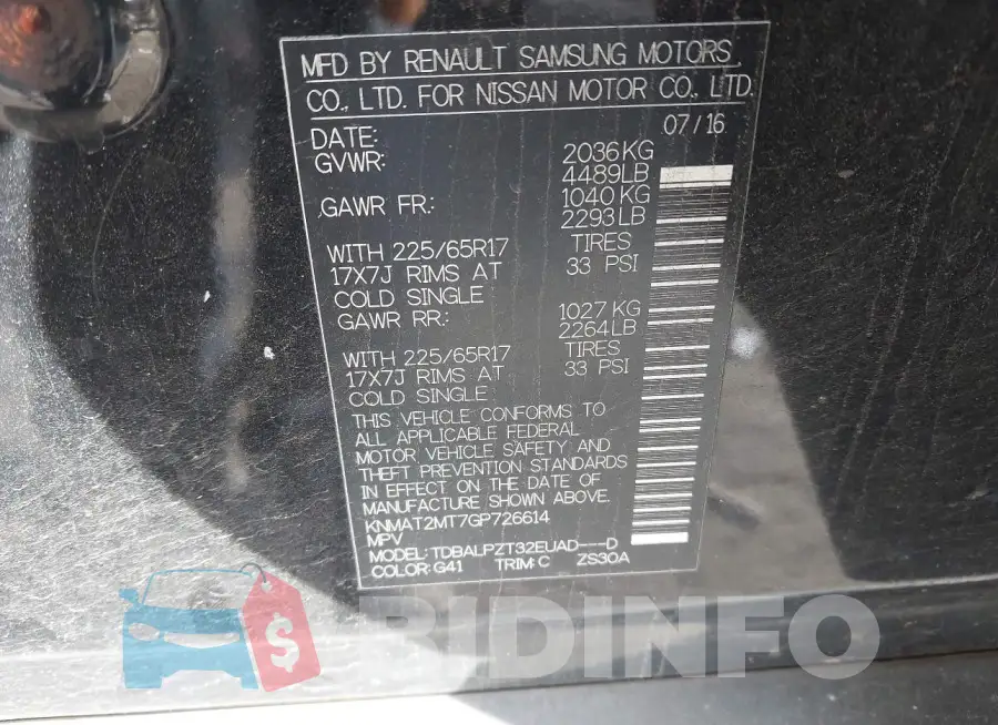 KNMAT2MT7GP726614 Photo# 8