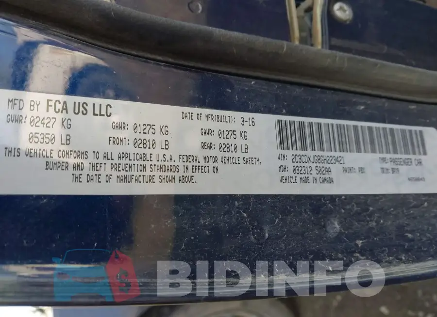2C3CDXJG8GH223421 Photo# 9