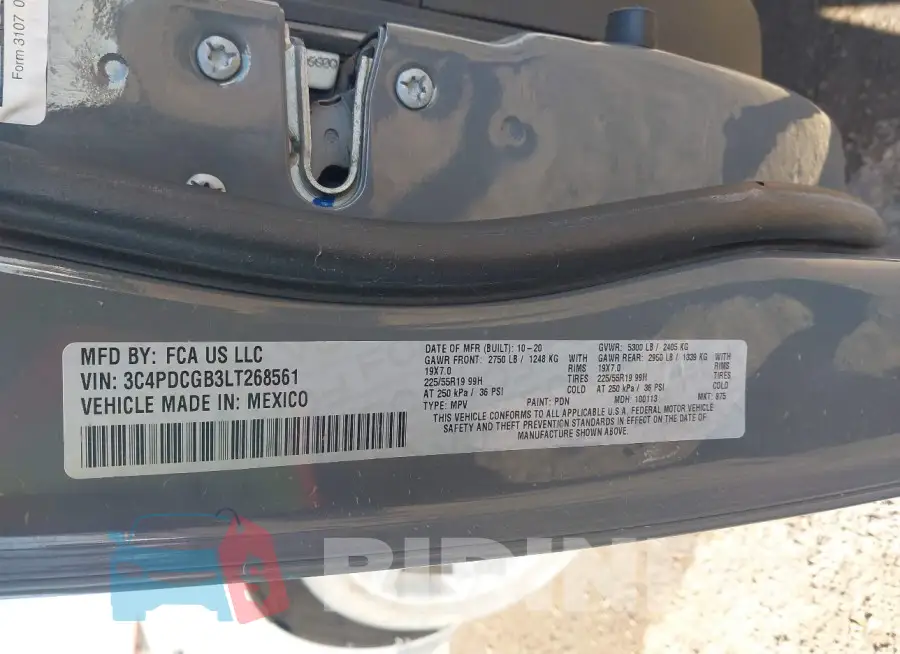 3C4PDCGB3LT268561 Photo# 9