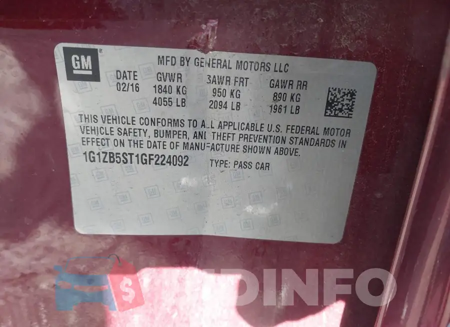 1G1ZB5ST1GF224092 Photo# 9