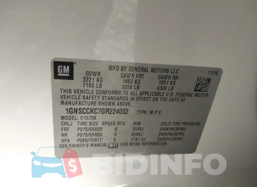 1GNSCCKC7GR224002 Photo# 9