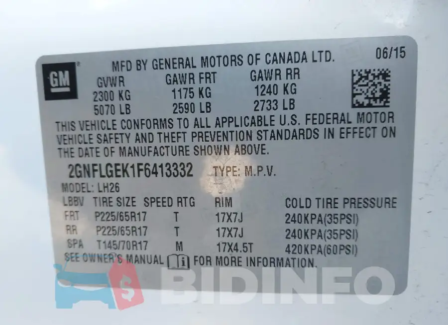 2GNFLGEK1F6413332 Photo# 9