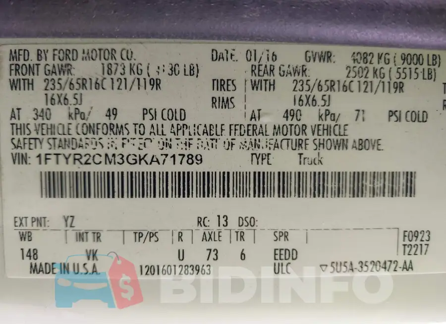 1FTYR2CM3GKA71789 Photo# 9