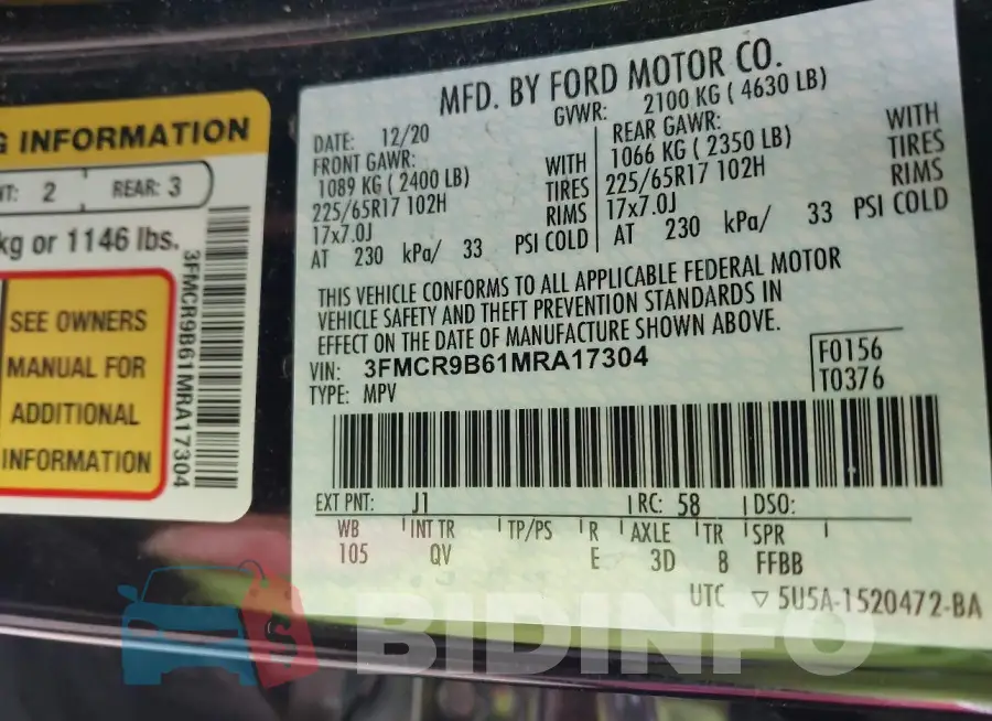 3FMCR9B61MRA17304 Photo# 9