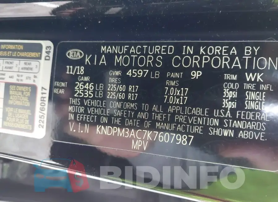 KNDPM3AC7K7607987 Photo# 9