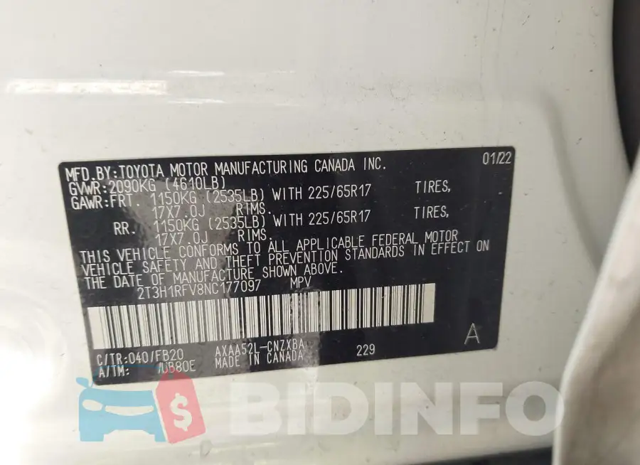 2T3H1RFV8NC177097 Photo# 9