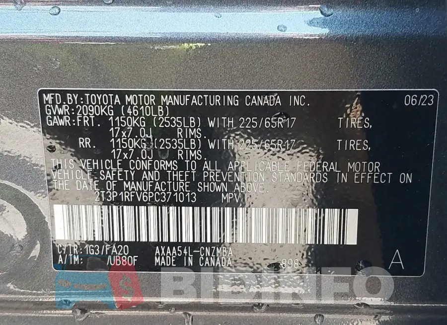 2T3P1RFV6PC371013 Photo# 9
