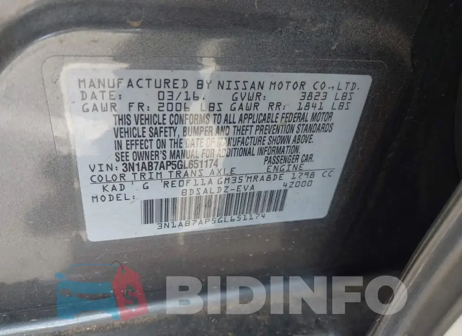 3N1AB7AP5GL651174 Photo# 9